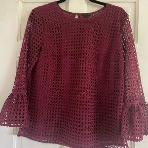 Ann Taylor lace, 3/4 length, flare-sleeved top